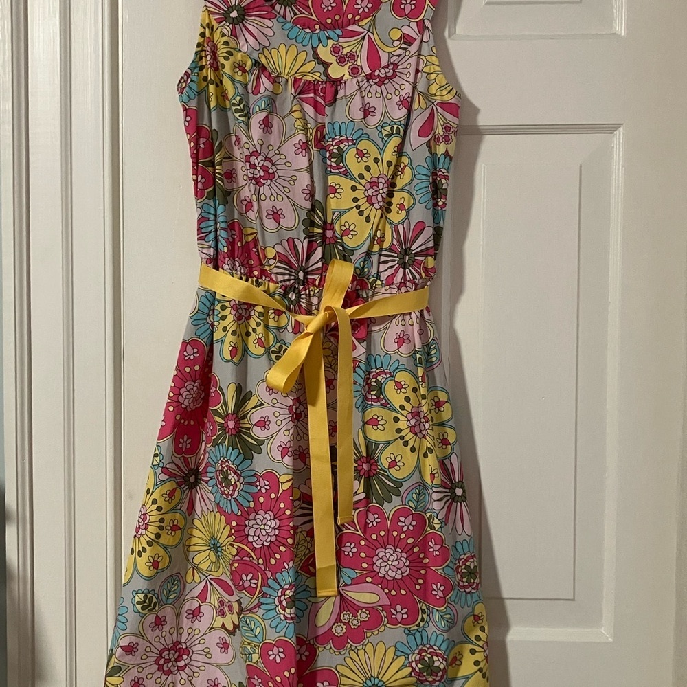 Hanna Andersson matching ‘Mommy & Me’ sundresses in a sunny, colorful print.